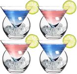 LEMONSODA Luxury Stemless Martini Glasses with Chiller - Elegant Cocktail Glass Set with Server Bowl - Bar Martini Gift Set for Margarita, Manhattan Cocktails - Housewarming Gifts (Set of 4)