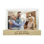 Miss You Always Memorial Photo Frame | Wooden Base, Fits 6x4 Photo, Magnetic Acrylic Sheets | Cherished Keepsake for Remembrance | 18.2 x 13.4 x 5cm
