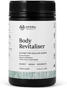 Hydra Longevity Body Revitaliser Organic Superfood Powder Health Supplement, 49 ingredient Smoothie Mix with Prebiotics, Chlorella, Reishi, Vegan, Non-GMO, Gluten-Free 120 Grams (12 servings)