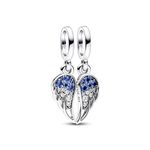 Pandora Moments Wings sterling silver splittable dangle with stellar blue, skylight blue crystal and clear cubic zirconia