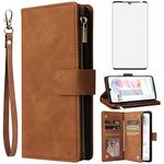 Asuwish Compatible with LG Velvet 5G/LGVelvet Verizon G5 UW T-Mobile 2020 Wallet Case and Tempered Glass Screen Protector Flip Cover Card Holder Cell Phone Cases for LM G900UM 4G Tmobile Women Brown