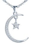 MicVivien Women Necklace Sterling Silver 925 Moon and Star Pendant Necklace with Sparkle Cubic Zirconia Jewellery for Mum Wife Girlfriend