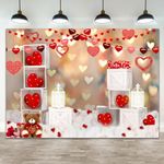 Wollmix Valentines Day Photo Backdrop for Photography 7x5ft Bokeh Love Heart Bridal Shower Wedding Galentines Day Background Kids Couple Studio Portrait Booth Banner Props Party Decor Decoration 7x5ft