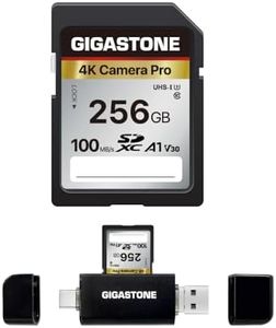 [GIGASTONE] Carte Mémoire SDXC 256 Go avec USB Type C Lecteur de Carte, 4K Caméra Pro, Vitesse jusqu'à 100 Mo/s. Compatible avec Caméra Canon Nikon Sony Caméscope, 4K Video A1 V30 UHS-I, C10