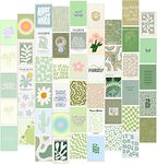 KARTMEN 50 Photo Wall Collage Kit || Danish Pastel Room Decor Aesthetic - 4 x 6 Inches Posters for Wall Decoration - Glue Dots Included- GREEN-Paper