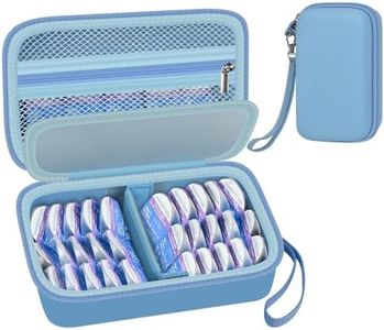 GWCASE Daily Contact Lens Case Fits 30+ Disposable Daily Lenses, Portable Contact Lens Storage Organizer with Mesh Pocket, Travel Contact Solution for Cosmetic Lens & Accessories- Blue (Case Only)