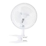 Signature S40007 6” 2 Speed Clip Fan with Adjustable Tilt, White