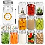 AuroTrends Mason Jars 16 oz 12Pack, Pint Canning Jars 16 oz - Pint Mason Jars with Lids for Drinks/Canning/Preserving/Meal Prep(16 fl.oz, Set of 12)