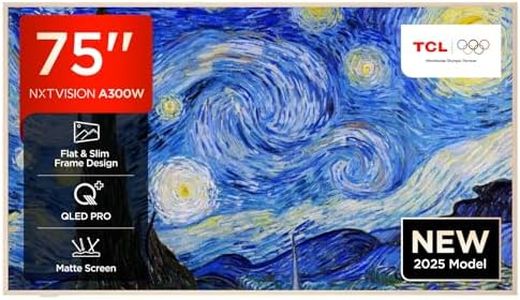 TCL NXTVISION 75A300W-UK QLED PRO 4K Ultra HD TV, 4K HDR PRO, Matte Screen, Smart TV Powered by Google TV (Dolby Vision IQ & Atmos, 144Hz Motion Clarity Pro, compatible with Google Assistant)