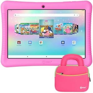 Contixo 10 inch Kids Tablet Bundle - K102 Tablet for Kids and Tablet Sleeve Bag, 10-inch HD, Ages 3-7, Toddler Tablet with Disney eBooks, Parental Control, Android 10, 64GB, Dual Camera, Pink