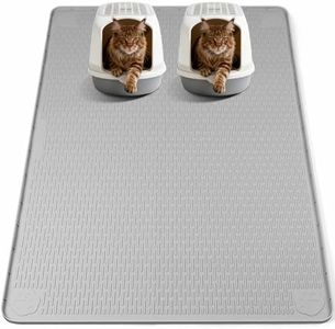 Bartuke Cat Food Mat, 57" x 40" Extra Large Silicone Pet Feeding Mat with Raised Edge Pet Placemat for Food and Water Bowl Non-Slip, Easy to Clean, Floor Protection (Light Grey)