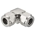 sourcing map Compression Tube Fitting 12mm to 12mm OD Tube 304 Stainless Steel Union Elbow 90 Degree Double Ferrule Coupling Connector