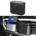 Zacxoxsr Multi-spot Placed Car Ashtray Removable Detachable Alloy with Lid Blue Led Clamped&Glued Beside Door Air Outlet Behind Seat Black