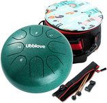 Ubblove Steel Tongue Drum for Kids: 8 Notes 6 Inches Key of C Metal Steel Drums Instrument with Bag for Meditation, Yoga, musical education, zen tone (Green)