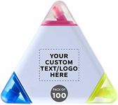 DISCOUNT PROMOS Custom Highlighters Set of 100, Personalized Bulk Pack - Durable Chisel Tip, Textbook Highlighters, Handy and Easy to Store - Triangle