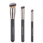 TEOYALL Kabuki Brush Set, 3 Size Angled Foundation Brush Under Eye Concealer Brush Contour Brush with Dense Synthetic Bristle