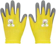 Kids Gardening Gloves, Safety Work Gloves Children Garden Gloves Waterproof Natural Latex Coated Palm Gripper Gloves for Girls Boys Gardening for Yard Work Outdoor, Age 2-4 A4HYST (Yellow)