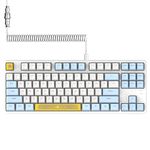 AJAZZ AK873-75% Wired Gaming Keyboard with Coiled Usb C Cable-Hot Swappable Blue Switch Mechanical Keyboard-LIGHTSYNC RGB TKL 80% Compact 87 Keys PBT Keycaps-Detachable Magnetic Upper Cover for PC/Mac