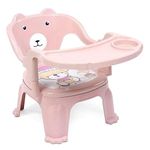 SMILE BABY Baby Chair for Kids Study Table Chair with Cushion Seat, Removable Food Tray & High Backrest, Booster Seat for Baby, Home School Kids Chair for Toddlers (Pink)