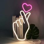 VYNES KOREAN FINGER HEART LED Neon Signs Light LED Art Decorative Sign - Wall Decor/Table Decor, Home Decor for Wedding Party Kids Room Living Room House Bar Pub Hotel Beach Neon Signs LED