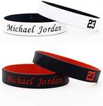 Basketball Star Signature Double Colour Fans Wristbands Sport Absorb Sweat Silicone Bracelet 4 Pcs (Jordan)