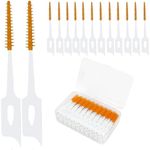 Maoerdental 300 Pieces Dual-Use Interdental Brushes Soft Silicone, Disposable Dental Picks,Premium Dental Floss Picks for Effective Teeth Cleaning(300PCS Orange)
