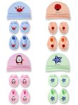 Mom's Darling, Pack of 4 Pairs, Newborn Baby Cotton Mitten Sets with Cap and Booties | Baby Mittens and Gloves Set for Newborn 0-6 Months | Baby Cap Set | Baby Socks Set | Multicolor.