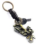 Vintage Leather / Brass Keyring for Harley Biker Biker Triker with Velvet Gift Pouch