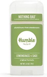 Humble Brands All Natural Aluminum Free Deodorant Stick for Women and Men, Lasts All Day, Safe, and Certified Cruelty Free, Lemongrass & Sage, Pack of 1