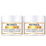 Retinol Collagen Cream for Face - 2PCS Retinol Cream with Hyaluronic Acid & Vitamin E - Anti Wrinkle Face Cream - Skin Lightening Cream - Dark Spot Remover - Anti Aging Face Cream for Day & Night