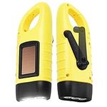 Simpeak 2-Pack Hand Crank Solar Powered Flashlight, Emergency Rechargeable LED Flashlight, Survival Flashlight, Quick Snap Carbiner Dynamo Flashlight Torch for Outdoor Sports, Yellow
