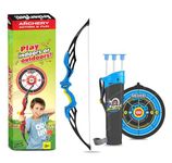 Planet of Toys Kids Bow & Arrow Toy, Boys and Girls Basic Archery Set Outdoor Hunting Game with 3 Suction Cup Arrows, Target & Quiver (Blue