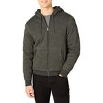 Amazon Essentials Men's Sherpa Lined Full-Zip Hooded Fleece Sweatshirt, Charcoal Heather, X-Large