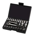 SATA ST09131SJ 25-Piece 1/4-Inch Drive 6-Point Metric/SAE Pass-Thru Socket Set, Polished, 3.5mm - 9mm | 5/32-Inch - 1/2-Inch, in Blow Mold Case