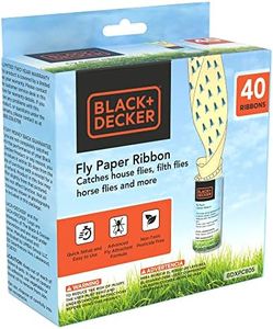 BLACK+DECKER Fly Traps Outdoor & Fly Traps for Indoors- Fly Trap & Fruit Fly Traps- Sticky Fly Paper Ribbon Gnat Catcher- Pre-Baited & Odorless, 40 Pack