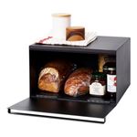 YAMAZAKI 4352-P Home Bread Box Kitchen Counter Container Holder | Steel | Food Storage, Black