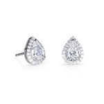 Diamond Treats 925 Sterling Silver Pear Shaped Stud Earrings for Women with Cubic Zirconia Stones, Teardrop Stud Earrings in 925 Silver with White Stones, Silver Jewellery for Women with Gift Box