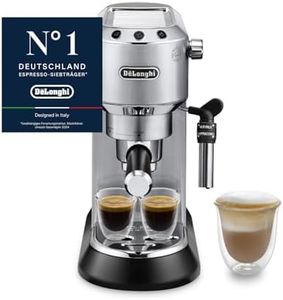 De'Longhi Dedica Style - Perfetto Kompakte Siebträgermaschine Espressomaschine mit Tasten, manuellem Milchaufschäumer für Espresso und Cappuccino, ESE Pad geeignet, 15cm breit, Metall (EC685.M)
