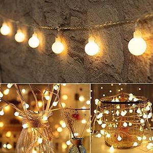 Globe String Lights Fairy Lights, 33ft 100LED String Lights with 8-Mode Remote Waterproof Indoor Outdoor Hanging Lights Decorative Christmas Lights for Party Patio Garden Wedding (33FT-Warm White)