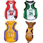 3Pack Dog Clothes for Small Dog Girl Puppy Clothes for Chihuahua Yorkies Bulldog Clothes for Medium Dogs Boy Basketball Jersey Summer Sweatshirt Pet Outfits Dog Shirt Apparel Accessories (Large)