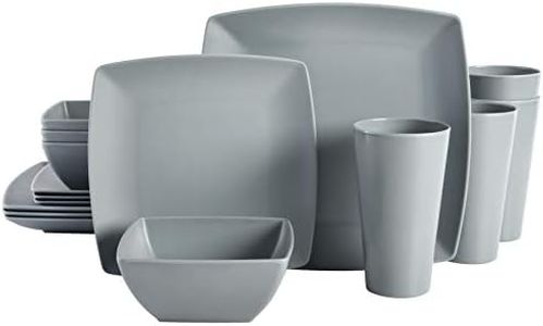 Gibson Soho Matte Plastic Melamine Dinnerware Set 16 PC Gray