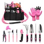 Garden Tool Set, YZNlife Garden Tools Set for Women, 16 Pieces Stainless Steel Heavy Duty Gardening Tools with Non-Slip Rubber Grip and Garden Bag for Gardening Work