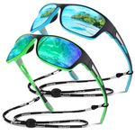 Sunier Polarised Sunglasses for Men Women, Wrap Around Unbreakable Sports Fishing Driving Sun Glasses with 100% UV400 Protection