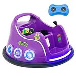 COSTWAY Kids Bumper Car, 12V Electric Ride on Waltzer Cars with Remote Control, 360 Degree Spin, Flashing LED Lights, Built-in Music & Wireless Connection, Battery Powered Ride on Vehicle Toy (Purple)