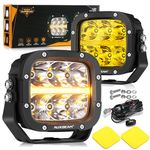 Auxbeam 5" LED Offroad Light with Amber DRL, XP-Ultra Series 132W 15600LM Super Bright Square LED Pod & Amber Pod Light Cover, Spot Flood Combo Fog Light Bar for Off-Road Vehicles, 2 Years Warranty