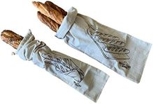 Linen Bread Baguette Bags - 2-Pack 8 x 27" Ideal for Homemade Baguette Bread, Unbleached, Reusable Food Storage, Housewarming, Wedding Gift, Storage for Artisan Bread - Bakery & Baguette