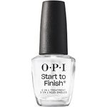 OPI Start to Finish, 3-in-1 Treatment, Base Coat, Top Coat, Nail Strengthener, Vitamin A & E, Vegan Formula, Long Lasting Shine, Up to 7 Days of Wear as Top Coat, Clear, 0.5 fl oz