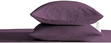 Kamas - Solid 1000 TC 100% Cotton 2 Piece Pillow Covers(Not Pillow) (Standard- 18 x 27 Inches, Plum)