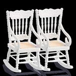 Jetec Wooden Chairs 1:12 Scale Christmas Model Chairs Mini Wooden Rocking Chairs for Birthday Easter Party Wedding Graduation, 2 Pieces (White)