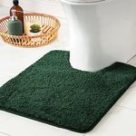 MIULEE Christmas Dark Green Toilet Rugs U Shaped, Absorbent Microfiber Contour Bath Mats for Bathroom Floor, Anti-Slip Machine Wash Dry, 20'' x 20''